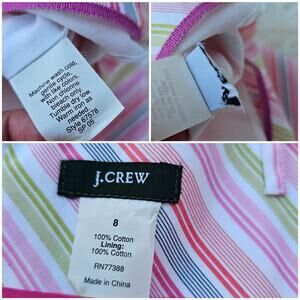 Pastel Striped Cotton SunDress J. Crew Size 8 Sleeveless Surplice Vneck Vintage